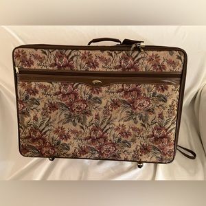 Vintage Jaguar Rolling Floral Suitcase